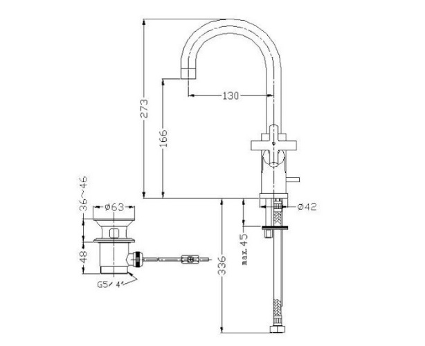Waschtischarmatur Zweigriffmischer Waschbecken PVD Gold Armatur